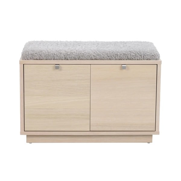 Szaro-naturalna szafka na buty w dekorze dębu z siedziskiem Confetti – Rowico-image-2