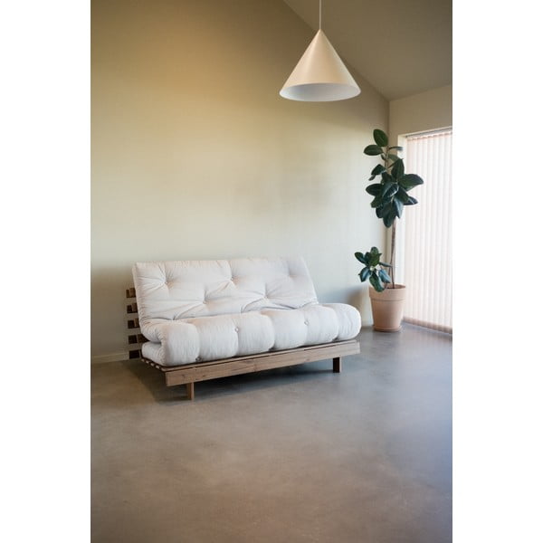 Szarobeżowa lniana rozkładana sofa 160 cm Roots Carob – Karup Design-image-1
