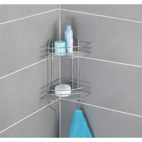 2-piętrowa narożna półka ścienna ze stali chromowanej Wenko Exclusive-image-1