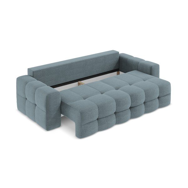 Niebieska rozkładana sofa z materiału bouclé 255 cm Milu – Makamii-image-3