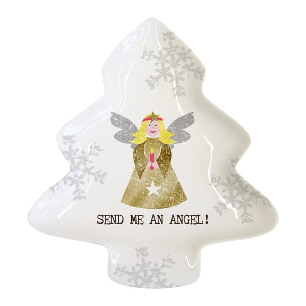 Taca dekoracyjna z porcelany kostnej ze świątecznym motywem PPD Send Me An Angel, 19,5x23 cm