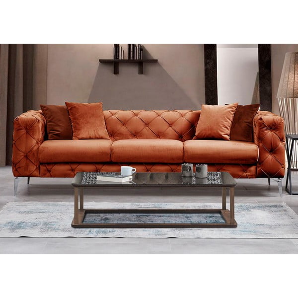 Pomarańczowa aksamitna sofa 237 cm Como – Artie-image-2