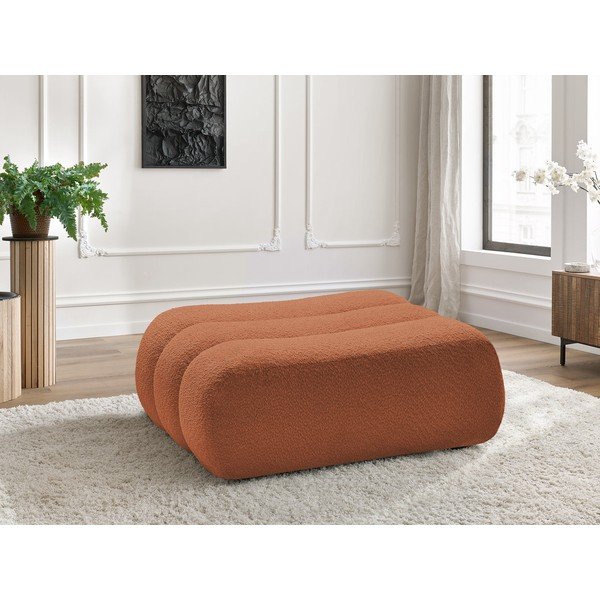 Pomarańczowy podnóżek z materiału bouclé Azra – Bobochic Paris-image-1