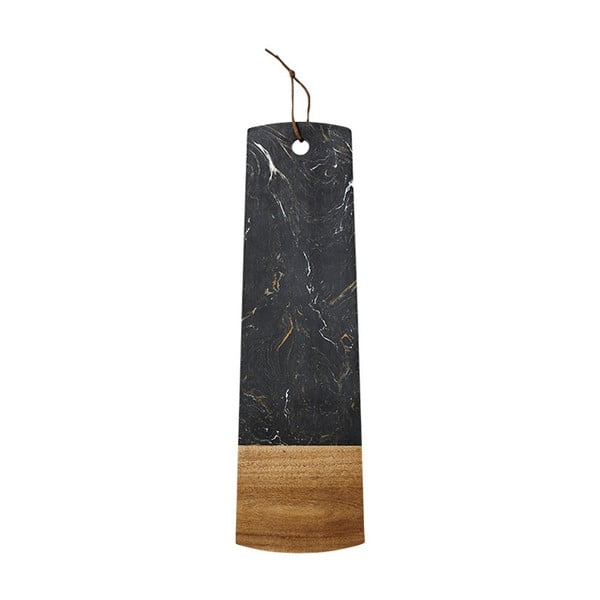 Czarna deska do serwowania z kamienia i drewna akacji Ladelle, dł. 50 cm