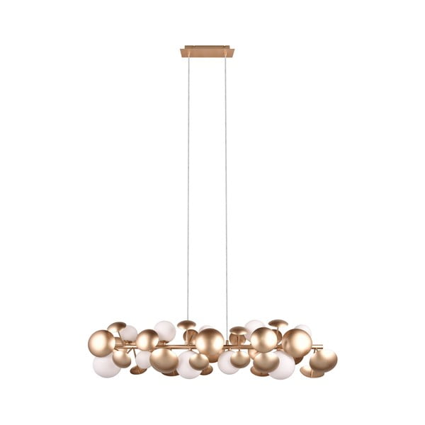 Lampa wisząca w biało-złotym kolorze ze szklanym kloszem Bubble – Trio Select