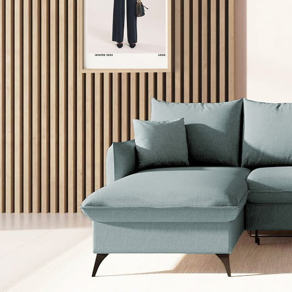 Jasnoniebieski rozkładany narożnik ze schowkiem (lewostronny/z szezlongiem) Brim – Rodier-image-4