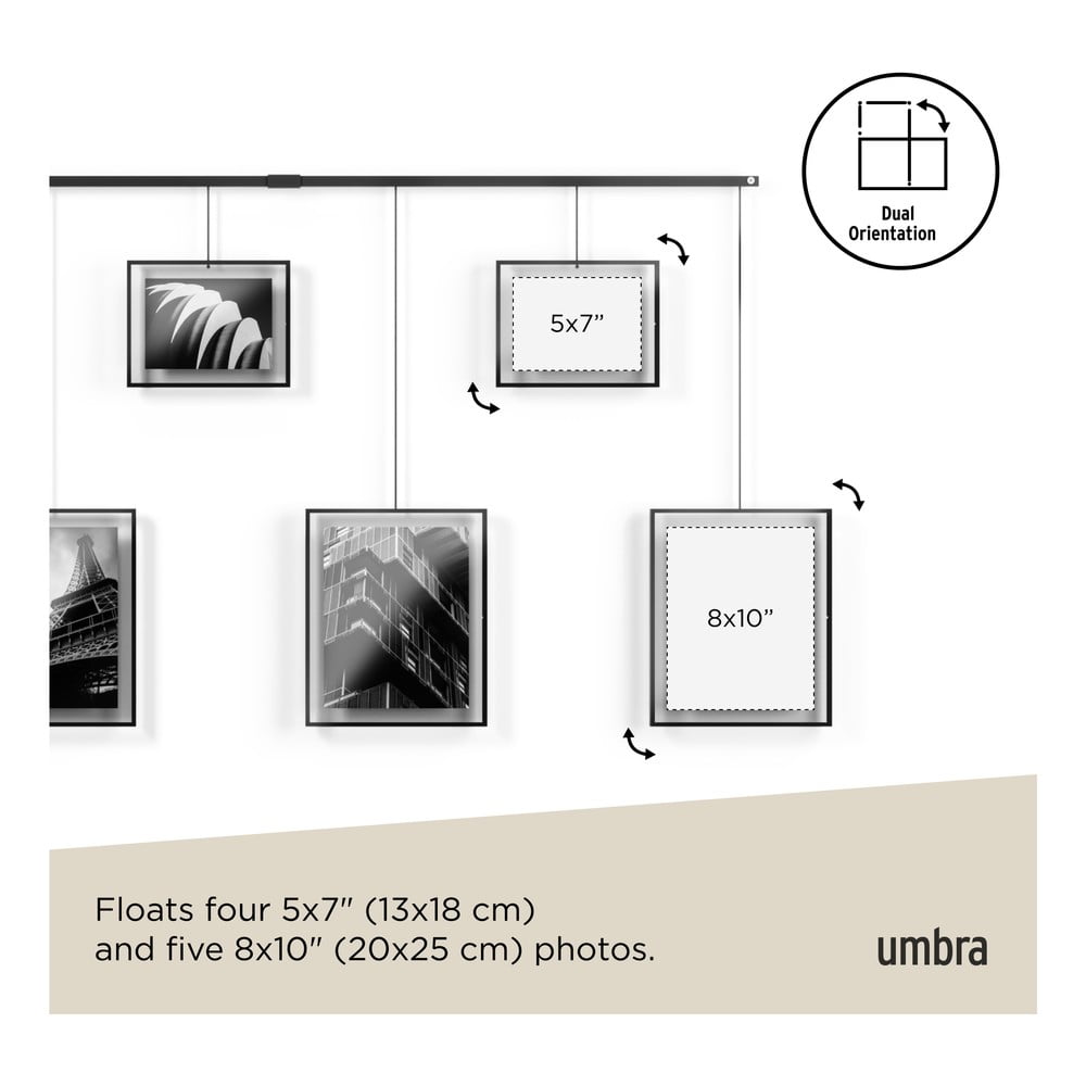 Czarne metalowe ramki ścienne zestaw 9 szt. 223x77,5 cm Exhibit – Umbra (zdjęcie 11)