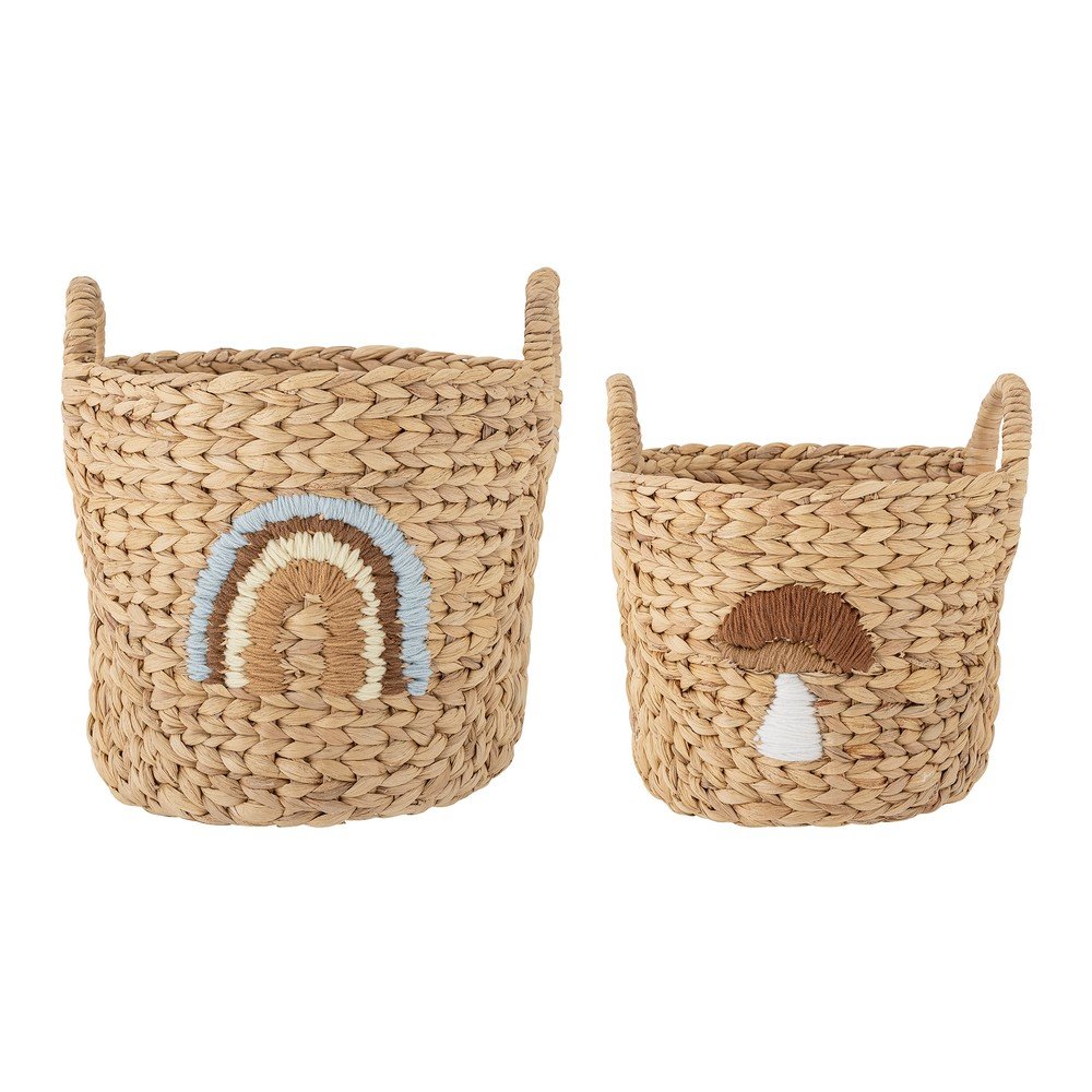 Dziecięce kosze na zabawki z hiacyntu wodnego w naturalnym kolorze 2 szt. ø 32x32 cm Agnes – Bloomingville Mini