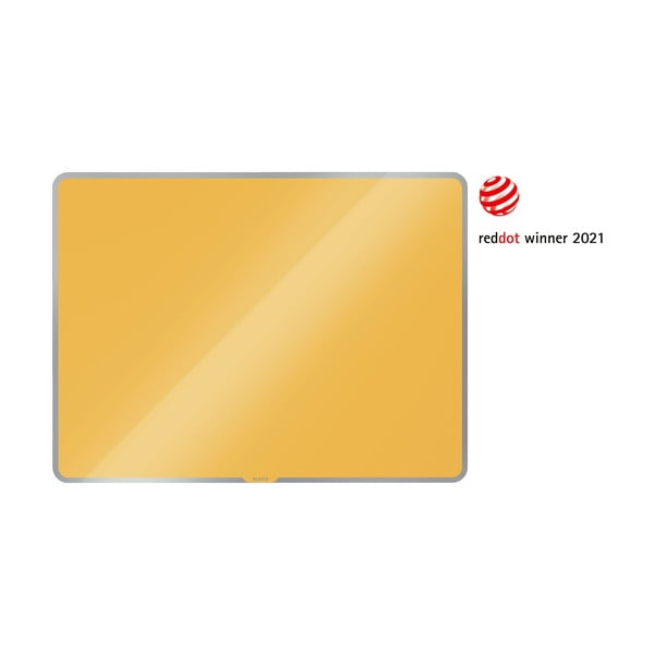 Żółta szklana tablica magnetyczna Leitz Cosy, 80x60 cm-image-2