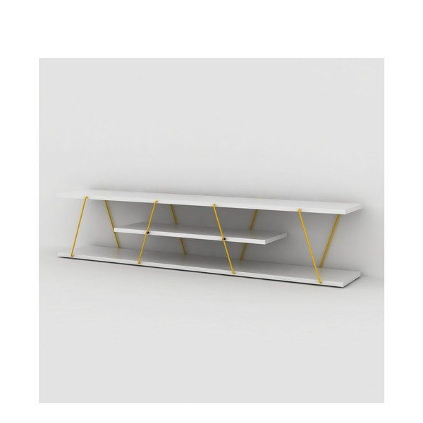 Biała szafka pod TV z żółtymi elementami Rafevi Tars-image-4