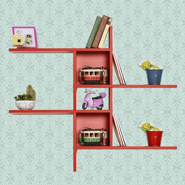 Czerwona wielopoziomowa półka 100 cm Cross – Kalune Design-image-1