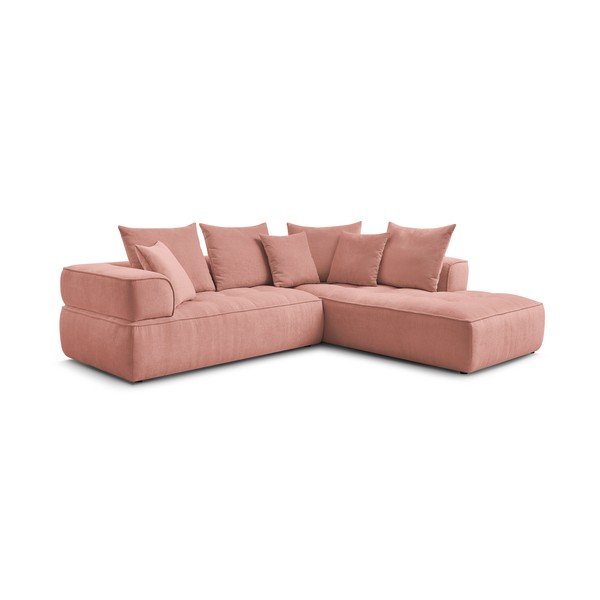 Różowy narożnik z tkaniny szenilowej (prawostronny/w kształcie litery L) Whesley – Bobochic Paris-image-3