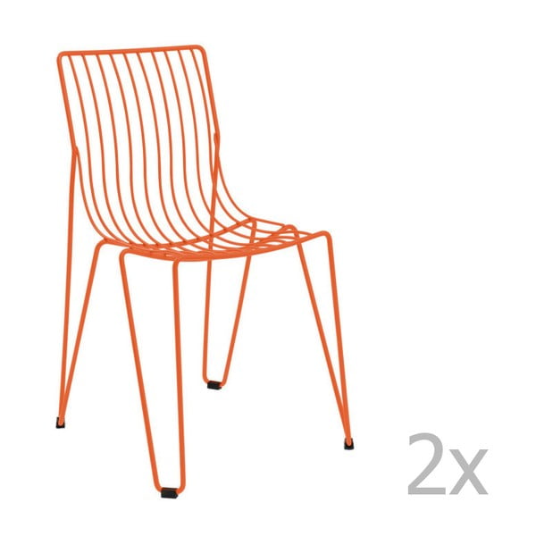 Zestaw 2 pomarańczowych krzeseł ogrodowych Isimar Monaco