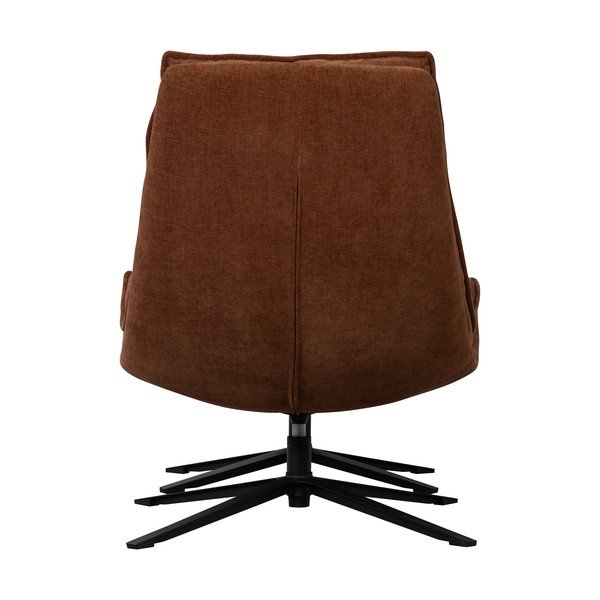 Brązowy obrotowy fotel z podnóżkiem z tkaniny szenilowej Kube – WOOOD-image-4