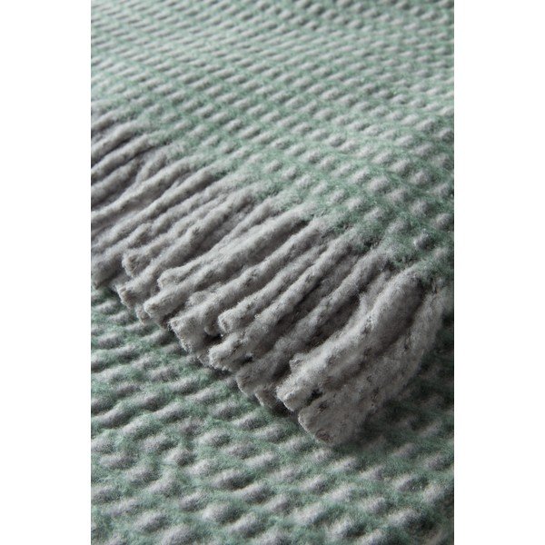 Zielony koc z mieszanki bawełny 140x180 cm Uniwaffle – Euromant-image-1