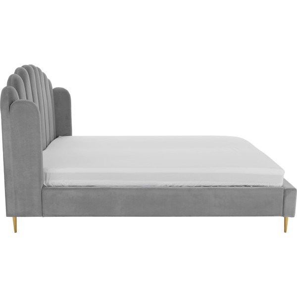 Szare tapicerowane łóżko Westwing Collection Glamour, 180x200 cm-image-3