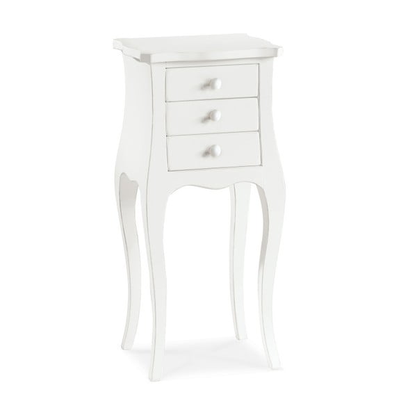 Biały kanciasty stolik drewniany z 3 szufladami Castagnetti Corinne