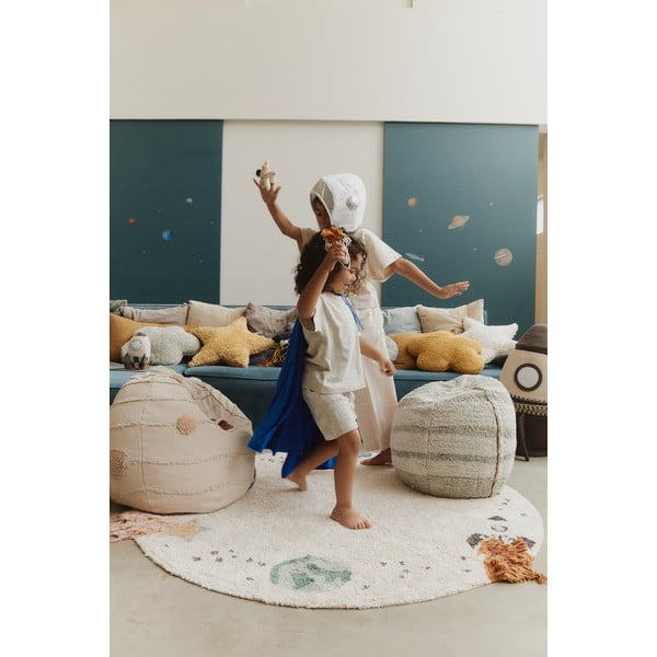 Kremowy bawełniany dziecięcy dywan do zabawy tkany ręcznie odpowiedni do prania ø140 cm Interstellar Journey – Lorena Canals-image-3
