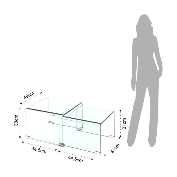 Szklane stoliki zestaw 2 szt. 44.5x49 cm Cristal – Tomasucci-image-4
