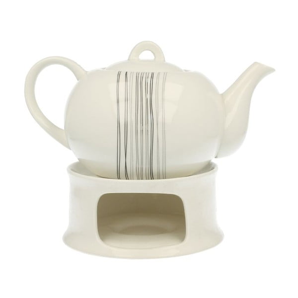 Dzbanek porcelanowy do herbaty z podgrzewaczem Duo Gift Silver Line