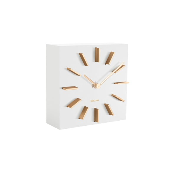 Biały zegar stołowy Karlsson Discreet, 15x15 cm