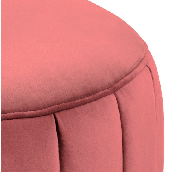 Koraloworóżowy aksamitny puf Actona Doria, ⌀ 60 cm-image-2
