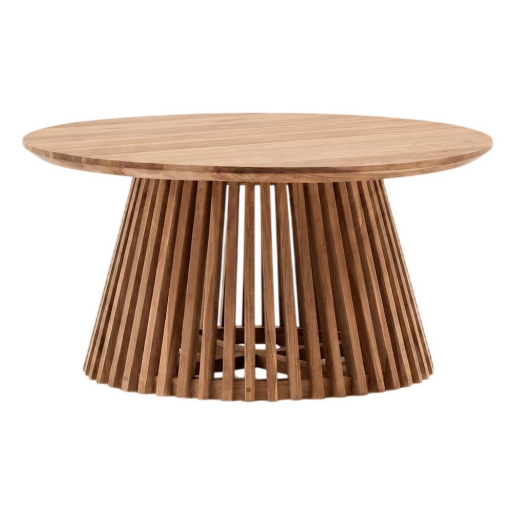 Stolik z drewna tekowego Kave Home Irune, ⌀ 80 cm