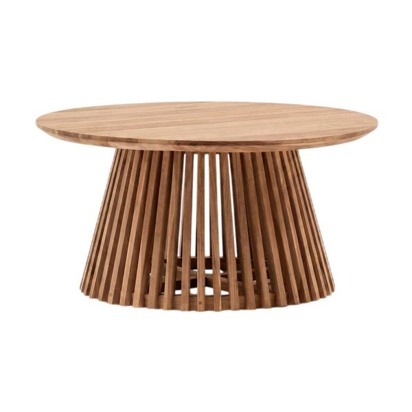 Stolik z drewna tekowego Kave Home Irune, ⌀ 80 cm