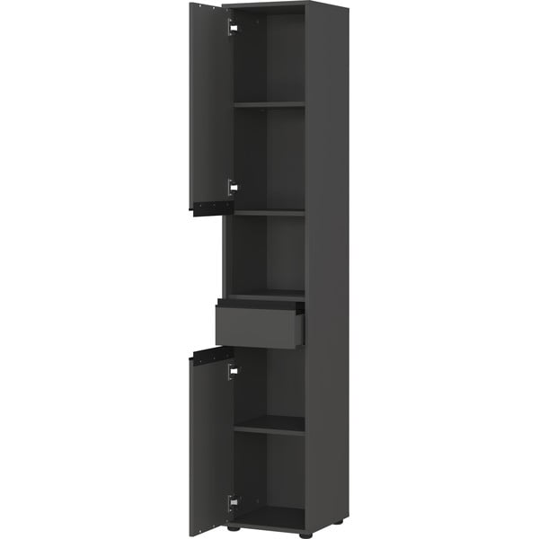 Antracytowa wysoka wąska szafka łazienkowa 33x181 cm Lemont – Germania-image-3