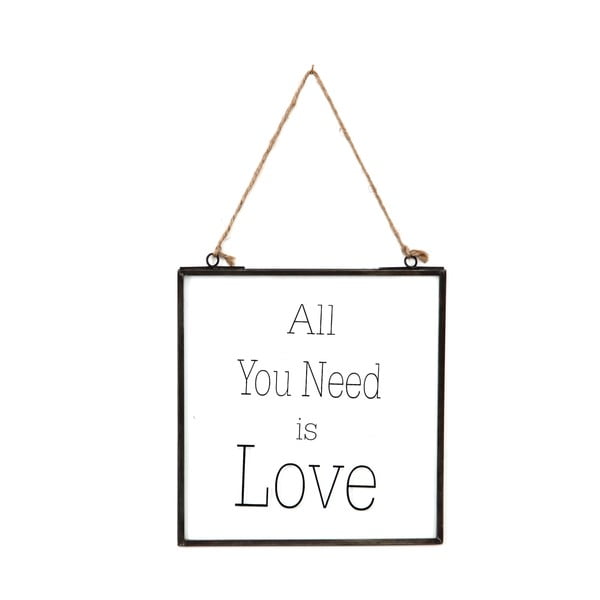 Szklana tabliczka z napisem All You Need, 20x22 cm