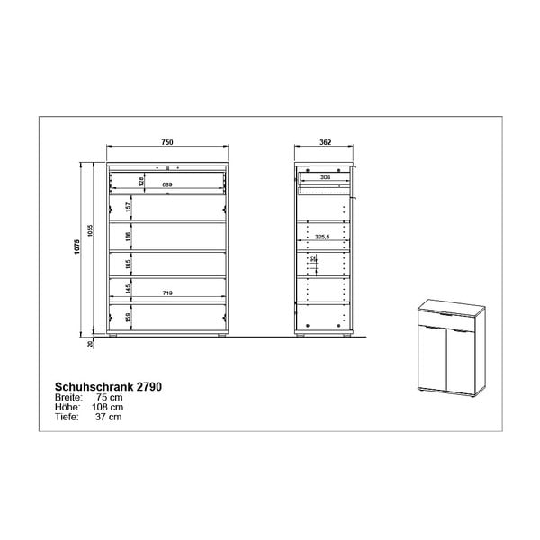 Szafka na buty w dekorze dębu z szufladami Fremont – Germania-image-4