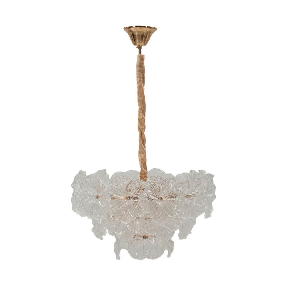 Metalowa lampa wisząca w kolorze złota ze szklanym kloszem ø 47 cm Ibiscus – Mauro Ferretti