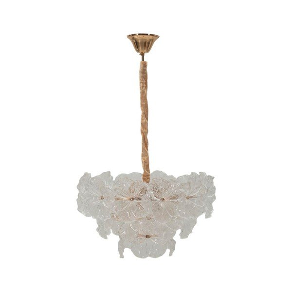 Metalowa lampa wisząca w kolorze złota ze szklanym kloszem ø 47 cm Ibiscus – Mauro Ferretti