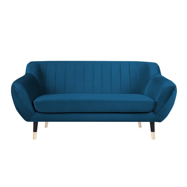 Niebieska sofa z czarnymi nogami Mazzini Sofas Benito, 158 cm