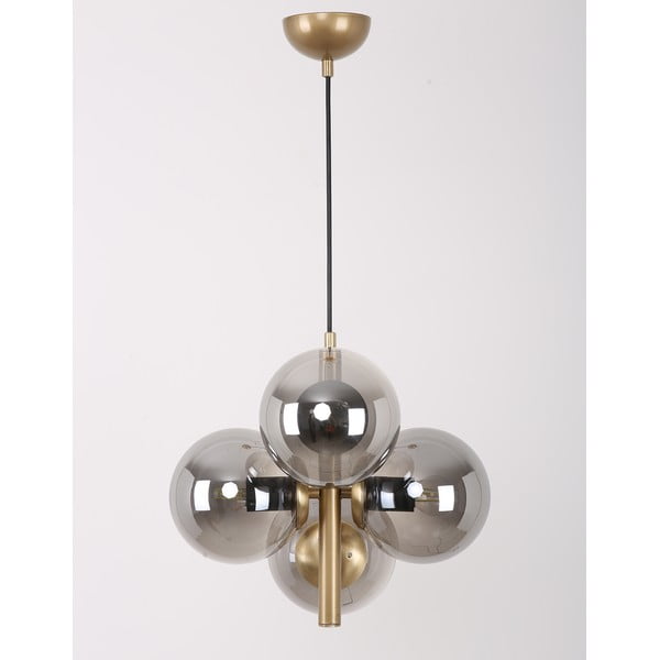 Lampa wisząca w szaro-złotym kolorze ze szklanym kloszem ø 15 cm Forte – Squid Lighting-image-3