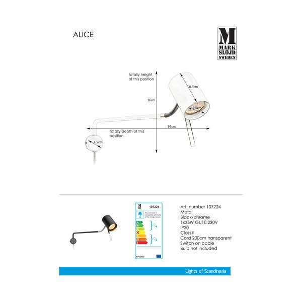 Czarny kinkiet Markslöjd Alice 1L-image-2