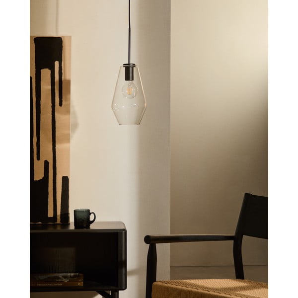 Czarna lampa wisząca ze szklanym kloszem ø 17 cm Mao – Kave Home-image-1