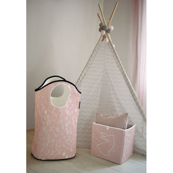 Różowy materiałowy dziecięcy pojemnik do przechowywania Sweet Bunnies – Butter Kings-image-1