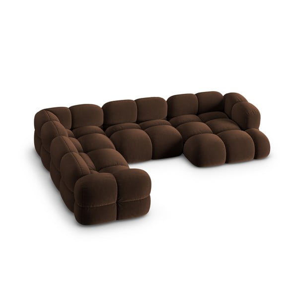 Ciemnobrązowy aksamitny narożnik (lewostronny/w kształcie litery U) Loretto – Cosmopolitan Design-image-2