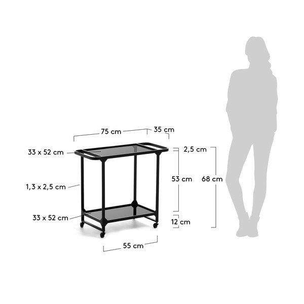Czarny metalowy wózek na kółkach Kave Home Duilia-image-4