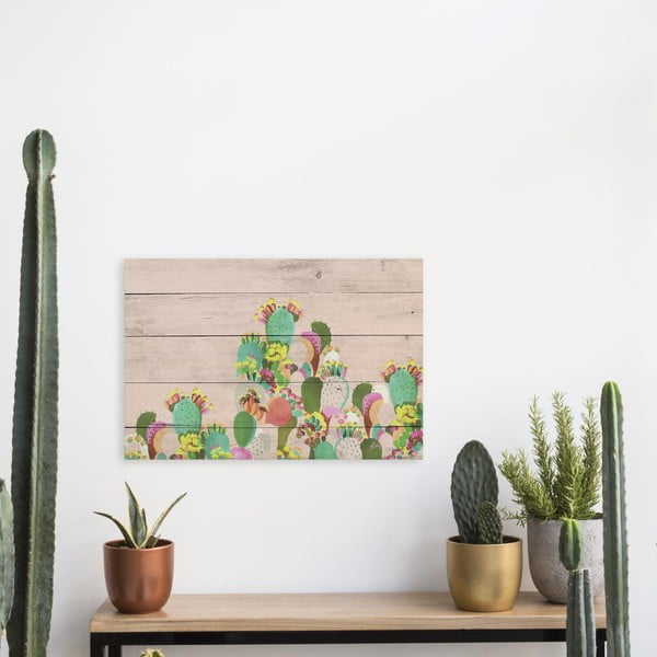 Drewniana tablica Really Nice Things Cactus, 40x60 cm-image-1