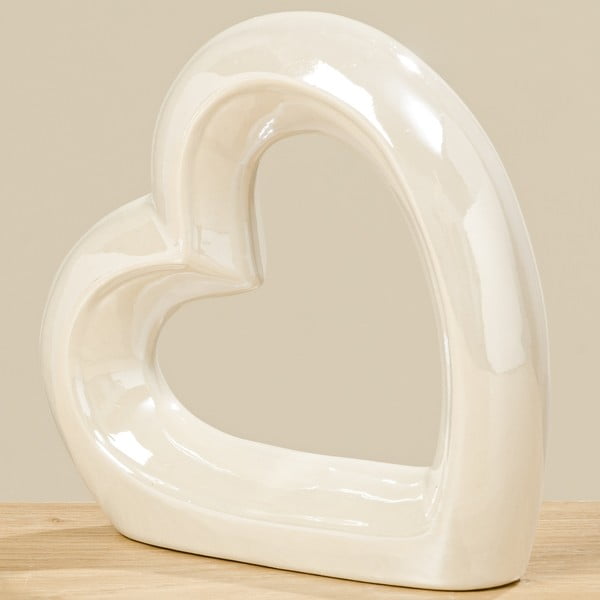 Biała dekoracja porcelanowa w kształcie serca Boltze Cheryl