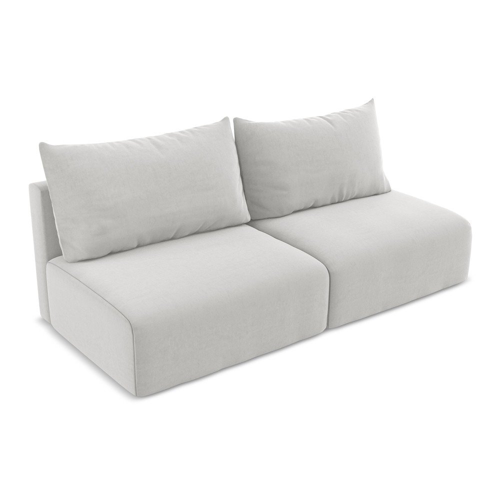 Jasnoszara aksamitna rozkładana sofa ze schowkiem 216 cm Kalena – Makamii (zdjęcie 4)