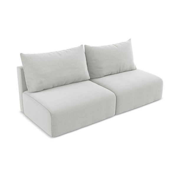 Jasnoszara aksamitna rozkładana/ze schowkiem sofa 216 cm Kalena – Makamii-image-3