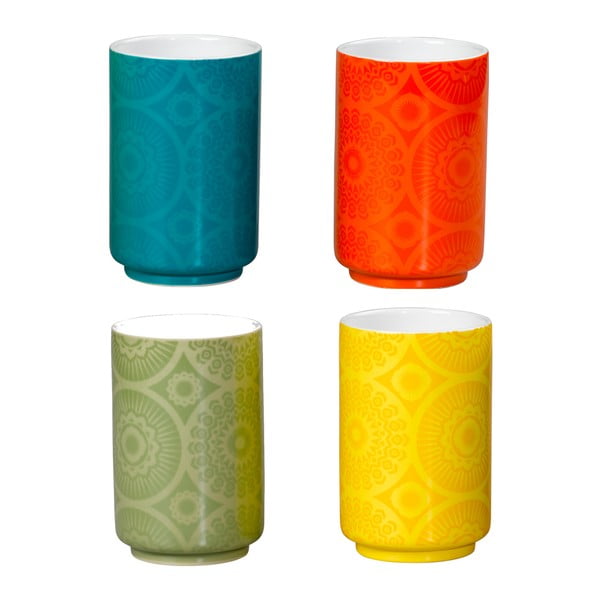 Zestaw 4 kolorowych kubków ceramicznych Mini Moderns