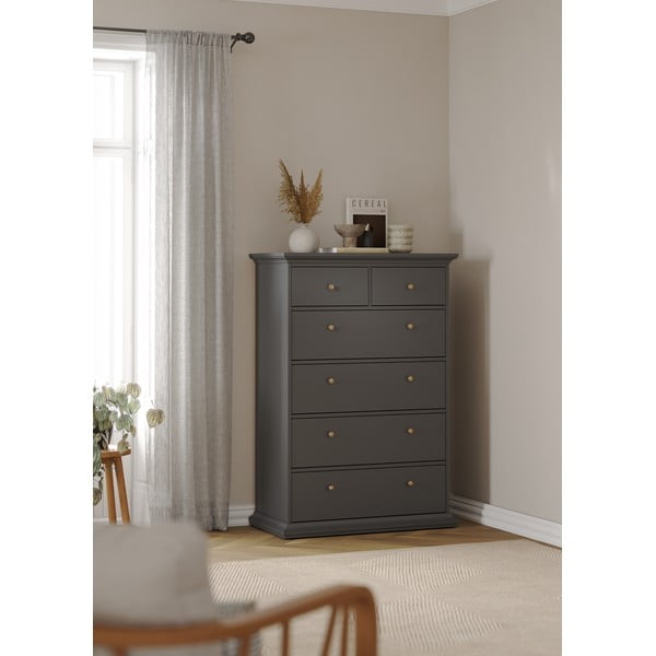 Szara wysoka komoda 96x140 cm Paris – Tvilum-image-1