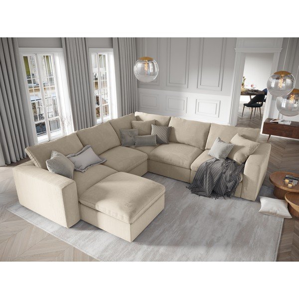 Beżowa dwustronna narożna część sztruksowej sofy modułowej Windsor & Co Sofas Galaxy-image-4