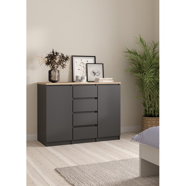Ciemnoszara komoda 121x91x50 cm Naia – Tvilum-image-1