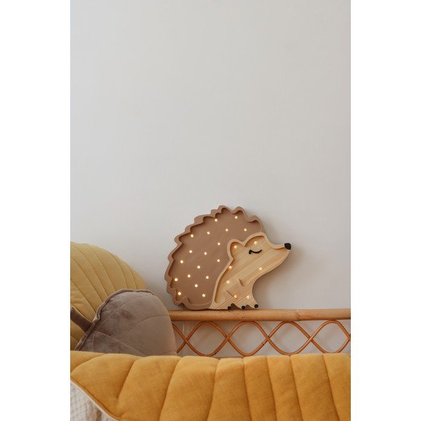 Brązowa sosnowa lampa stołowa Little Lights Hedgehog, długość 30 cm-image-1
