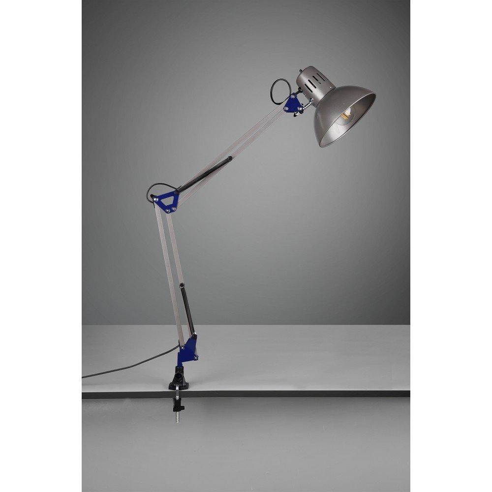 Lampa stołowa z elastyczną konstrukcją/z klipsem w kolorze srebra (wysokość 73,5 cm) Tajo – Trio (zdjęcie 3)